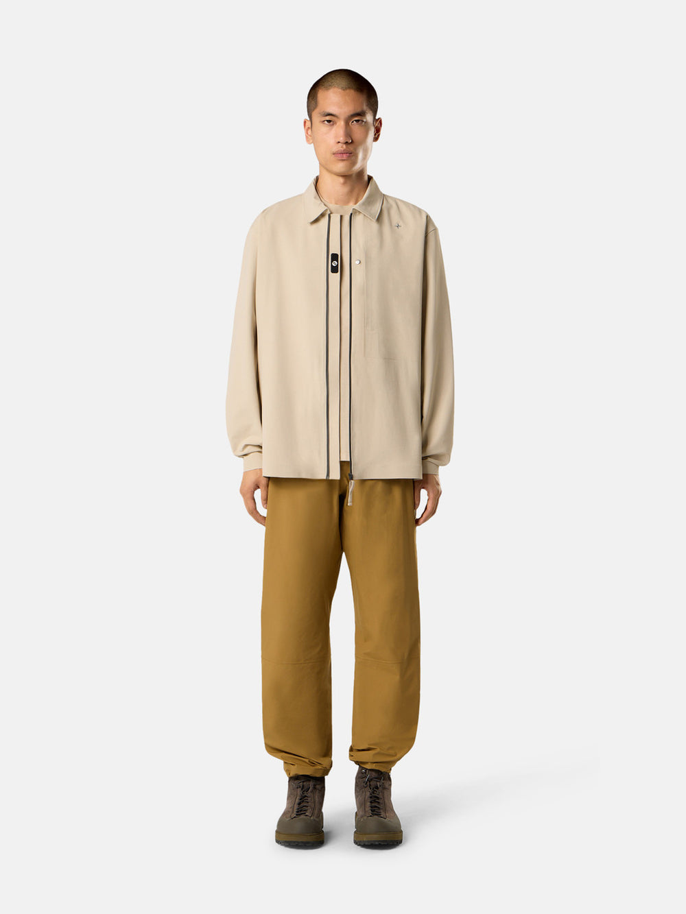 1200024 TEXTURED STRETCH NYLON_STONE ISLAND STELLINA Comfort-fit overshirt with chest pocket