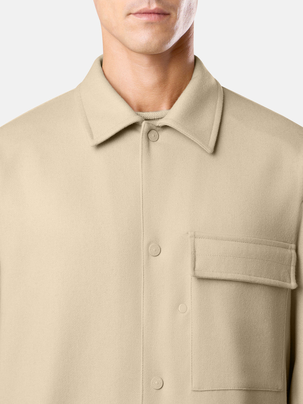 1200028 WOOL NYLON FLANNEL_STONE ISLAND GHOST Comfort-fit overshirt with chest pocket and nylon lining