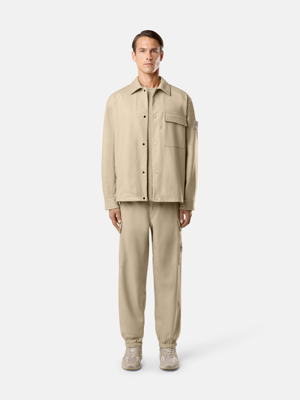 1200028 WOOL NYLON FLANNEL_STONE ISLAND GHOST Comfort-fit overshirt with chest pocket and nylon lining