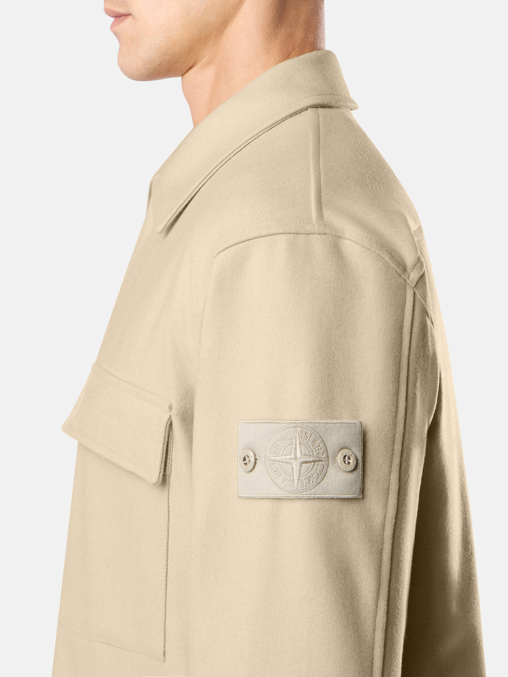 1200028 WOOL NYLON FLANNEL_STONE ISLAND GHOST Comfort-fit overshirt with chest pocket and nylon lining