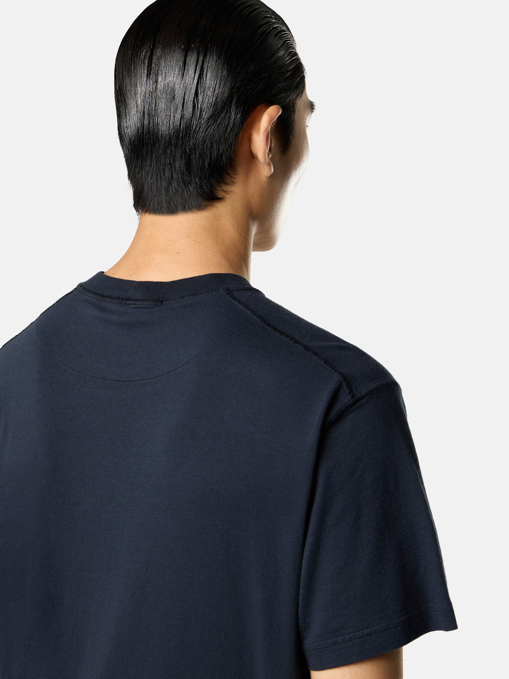 2100029 ORGANIC COTTON JERSEY 'FISSATO' EFFECT Slim-fit short-sleeve T-shirt with Compass patch