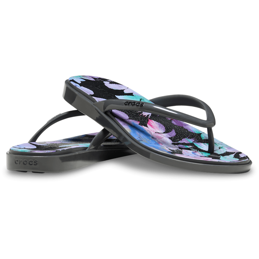 Miami Round Toe Dark Floral Flip | Crocs on sale
