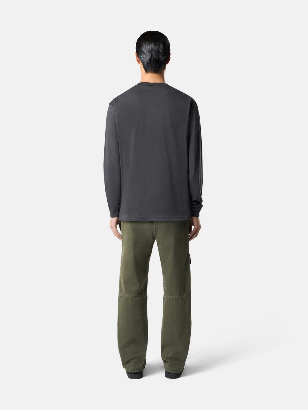 21857 ORGANIC COTTON JERSEY 'FISSATO' EFFECT Slim Fit Long Sleeve T-Shirt