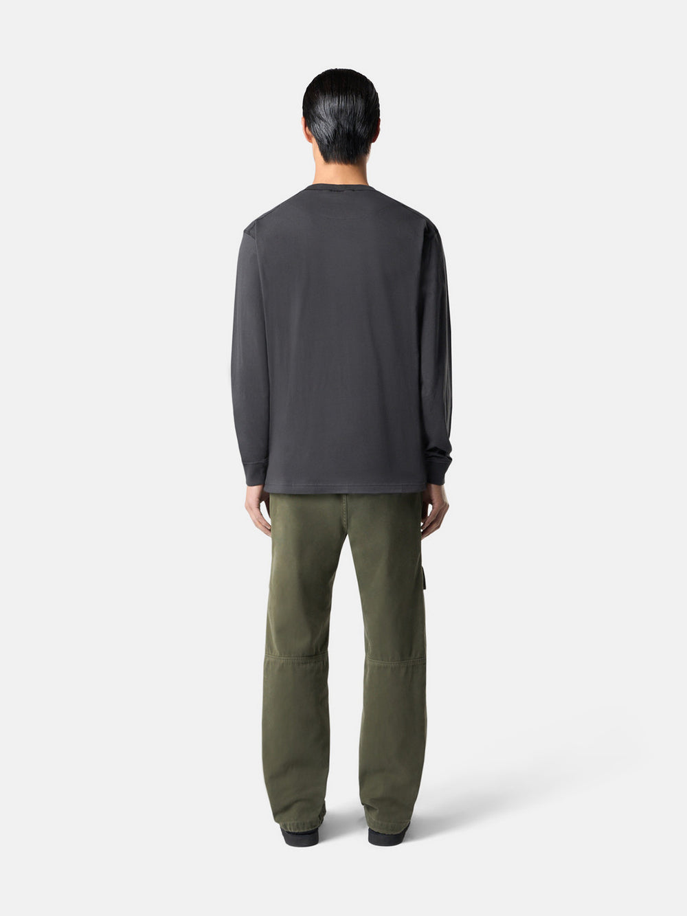 21857 ORGANIC COTTON JERSEY 'FISSATO' EFFECT Slim Fit Long Sleeve T-Shirt