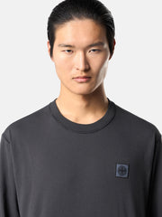 21857 ORGANIC COTTON JERSEY 'FISSATO' EFFECT Slim Fit Long Sleeve T-Shirt