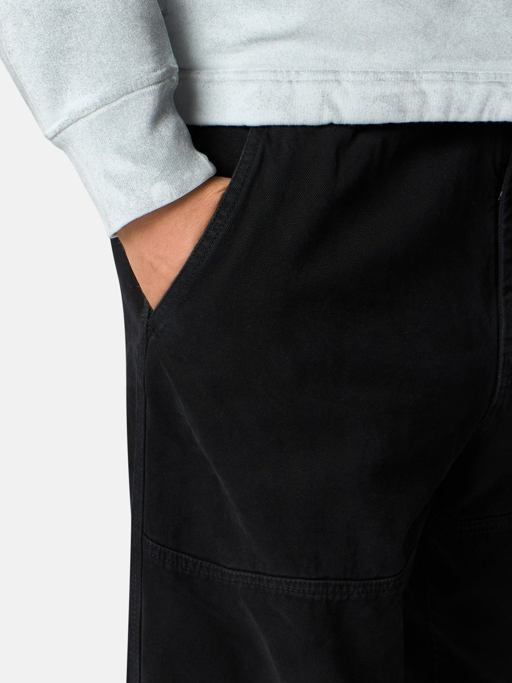 3100005 ORGANIC PANAMA COTTON 'OLD' EFFECT Loose-fit cargo trousers with elasticated waistband