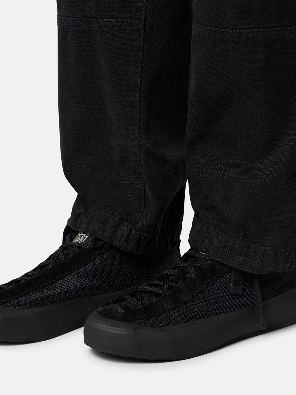 3100005 ORGANIC PANAMA COTTON 'OLD' EFFECT Loose-fit cargo trousers with elasticated waistband