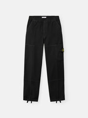3100005 ORGANIC PANAMA COTTON 'OLD' EFFECT Loose-fit cargo trousers with elasticated waistband