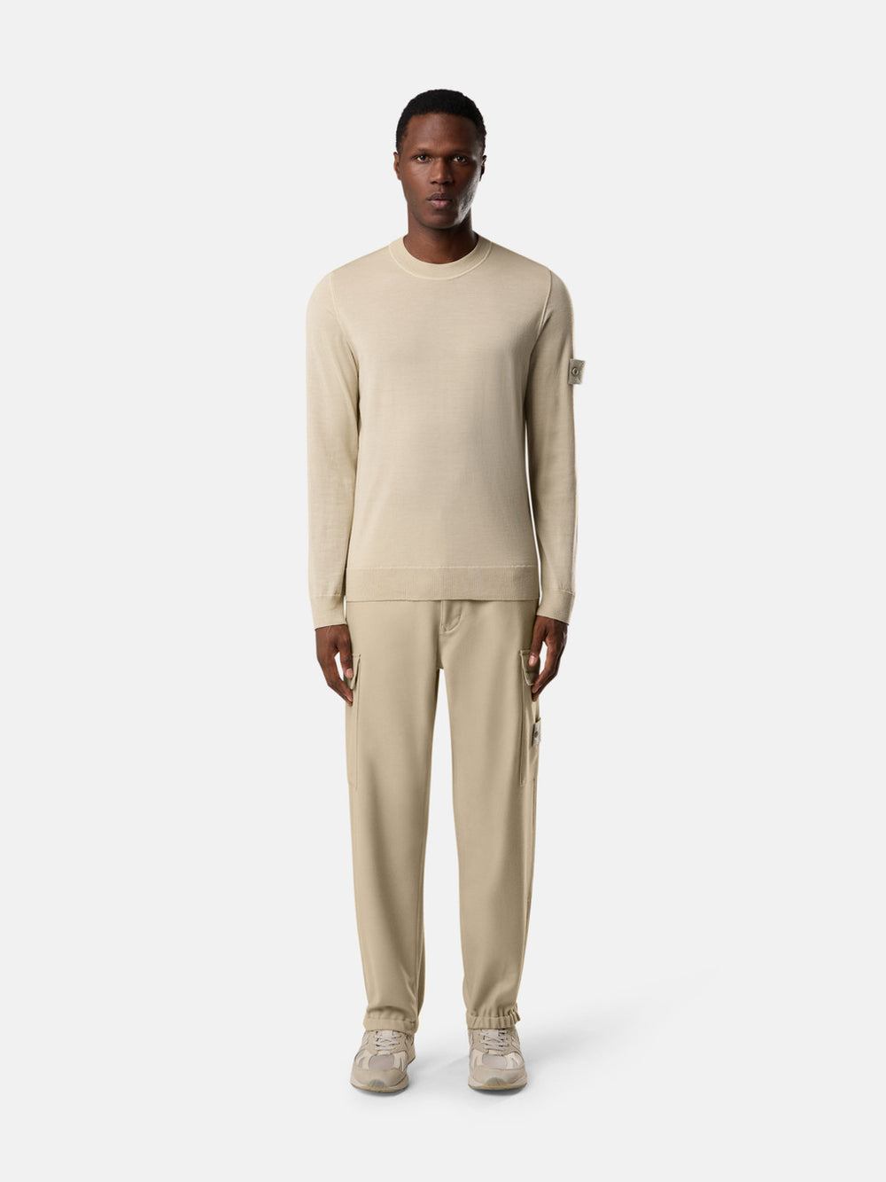 3100021 WOOL NYLON FLANNEL_STONE ISLAND GHOST Loose-fit cargo trousers with elasticated zipped cuffs