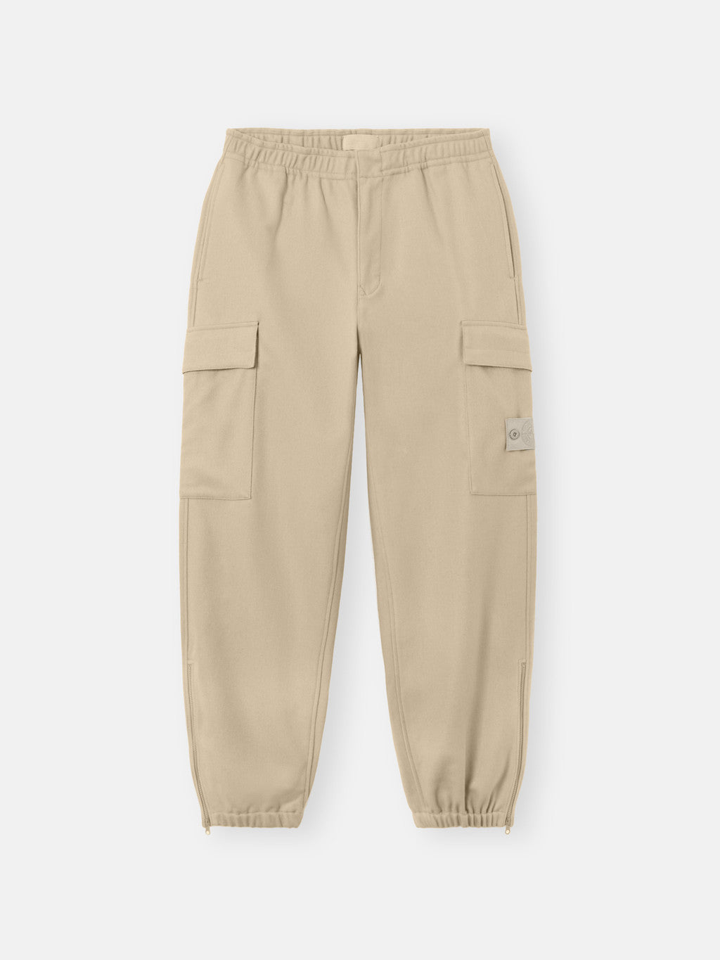 3100021 WOOL NYLON FLANNEL_STONE ISLAND GHOST Loose-fit cargo trousers with elasticated zipped cuffs