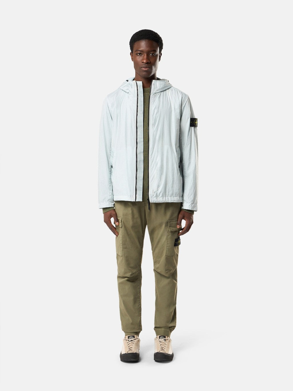 3100031 STRETCH ORGANIC COTTON TWILL Regular-tapered-fit cargo trousers with drawstring waistband