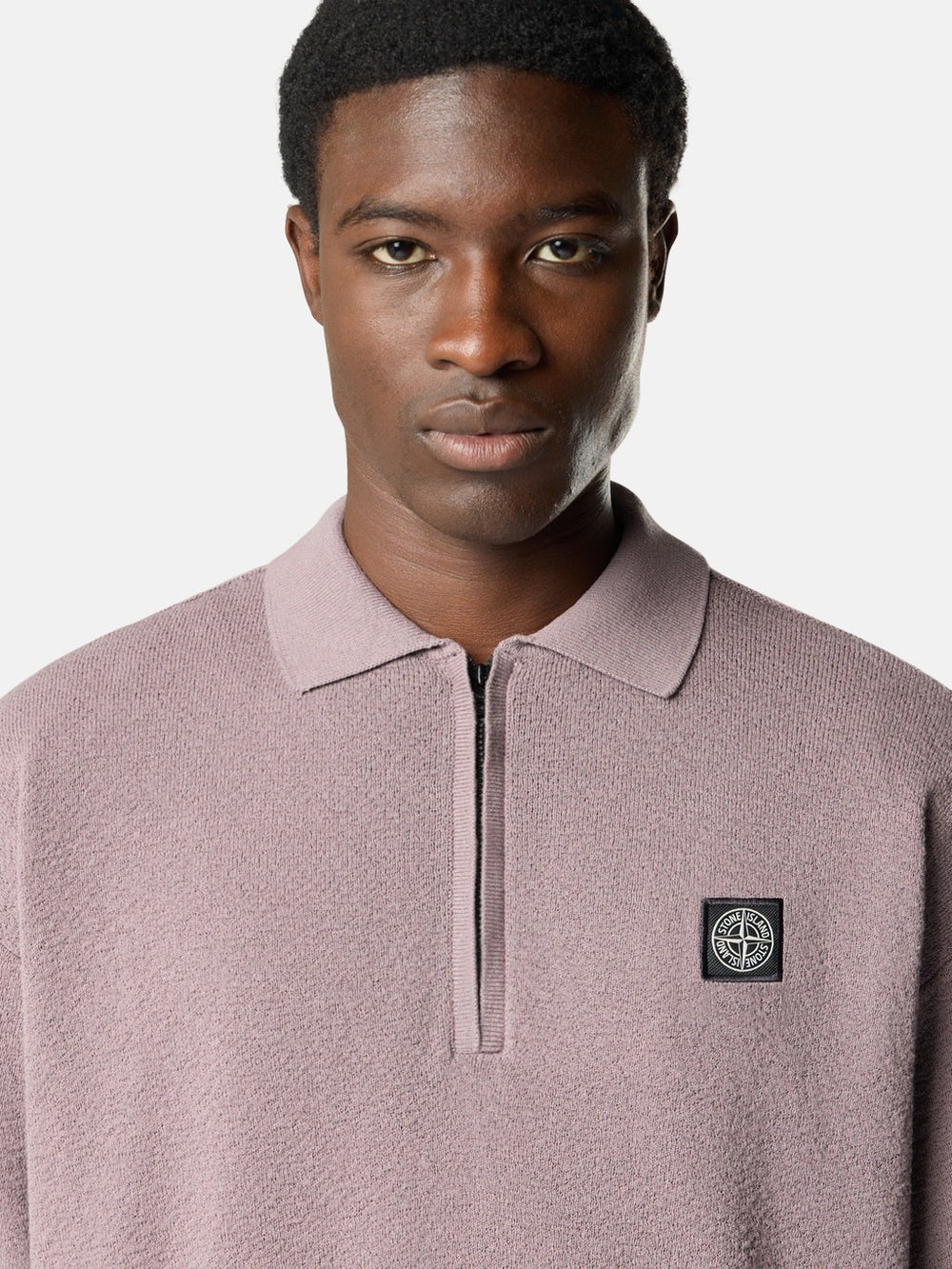 5100021 LIGHT RAW HAND ORGANIC COTTON Oversized-fit short-sleeve polo with zip