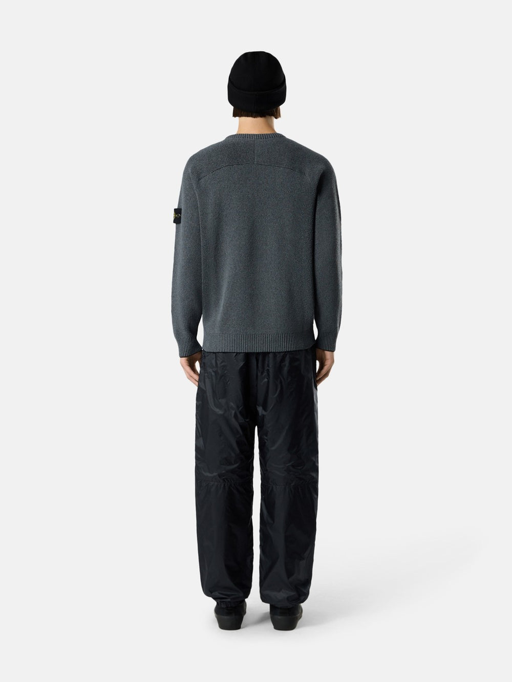 5100033 PLATED RIB COTTON BOUCLÉ Loose-fit crewneck jumper with raglan sleeves