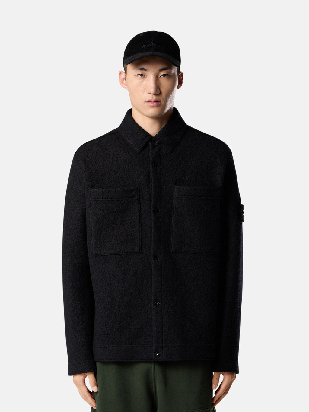 5100058 FELTED RWS WOOL Button-up shirt with chest pockets and snap fastening