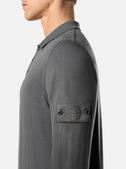 5100076 PURE LIGHT RWS WOOL_STONE ISLAND GHOST Long-sleeve polo jumper with ribbed trims