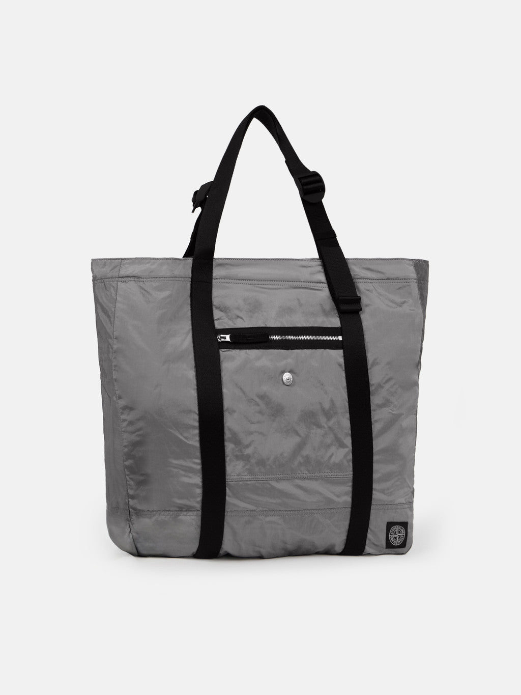 9200013 COATED NYLON METAL IN ECONYL® Tote bag with front zip pocket and ripstop lining