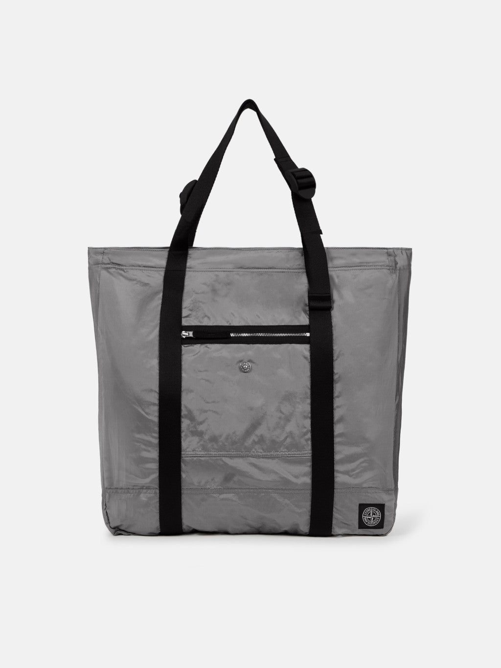9200013 COATED NYLON METAL IN ECONYL® Tote bag with front zip pocket and ripstop lining