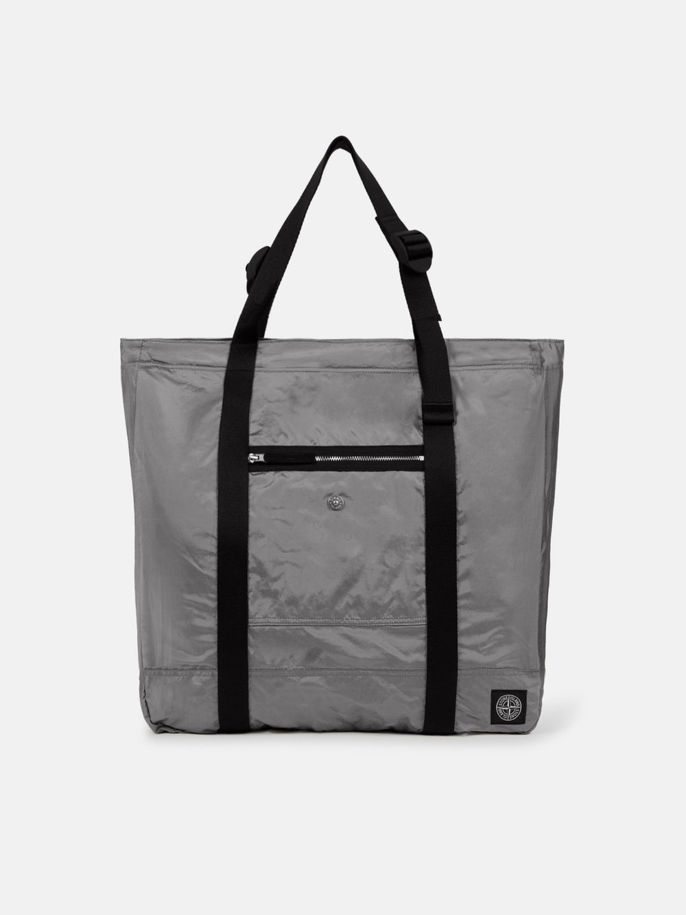9200013 COATED NYLON METAL IN ECONYL® Tote bag with front zip pocket and ripstop lining