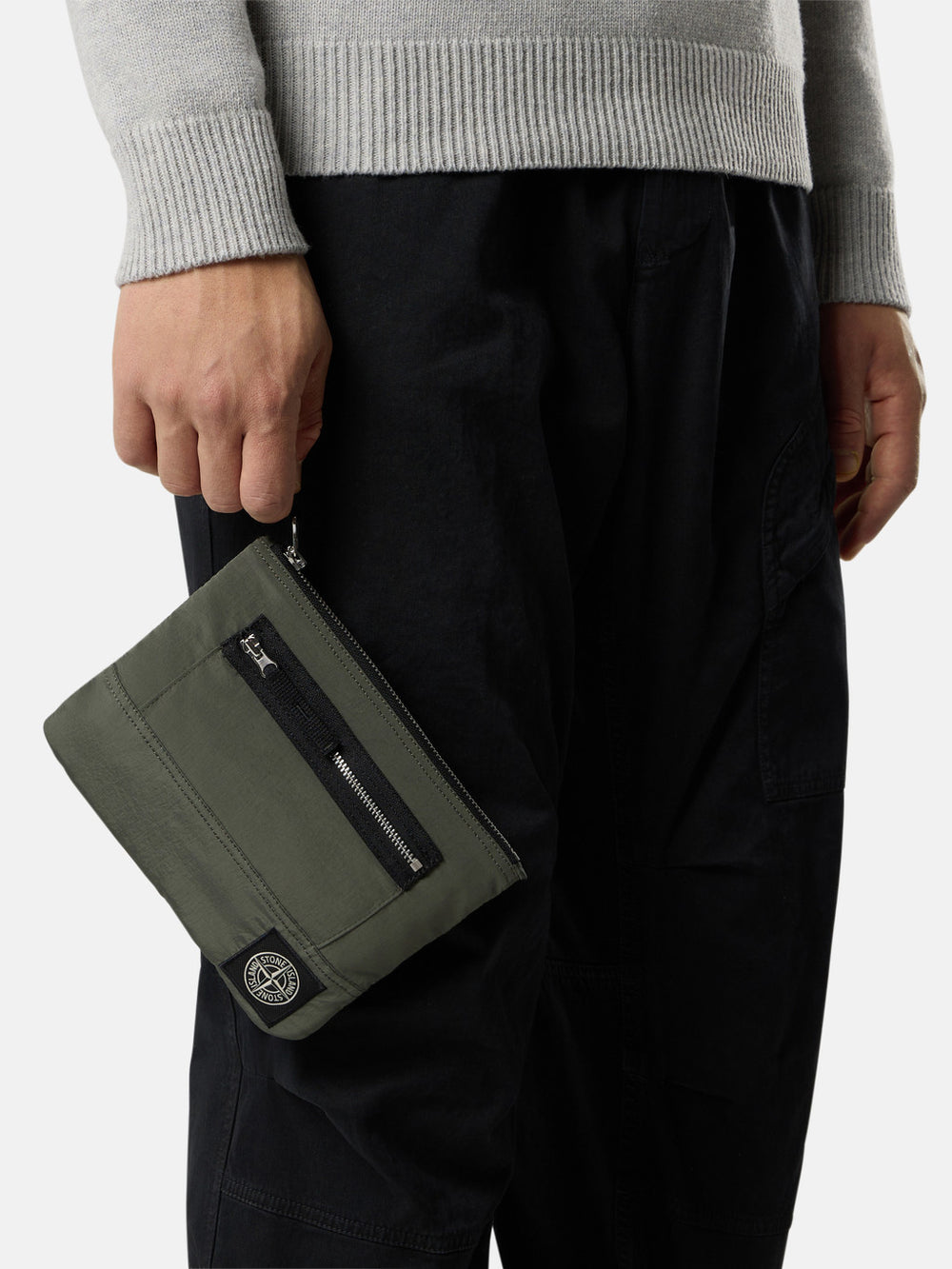 9500004 COATED NYLON METAL IN ECONYL® Pouch with zip pocket and ripstop lining