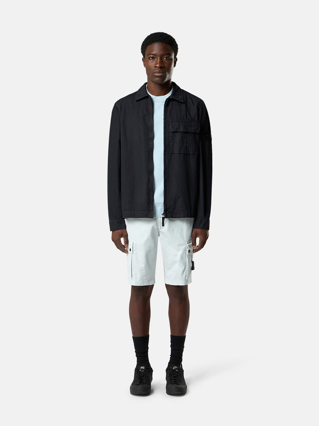 L100019 STRETCH ORGANIC COTTON TWILL Slim-fit cargo Bermuda shorts with zip pockets