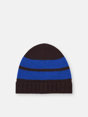 N100006 PURE WOOL_STONE ISLAND MARINA Beanie with contrasting stripes and ribbed cuff